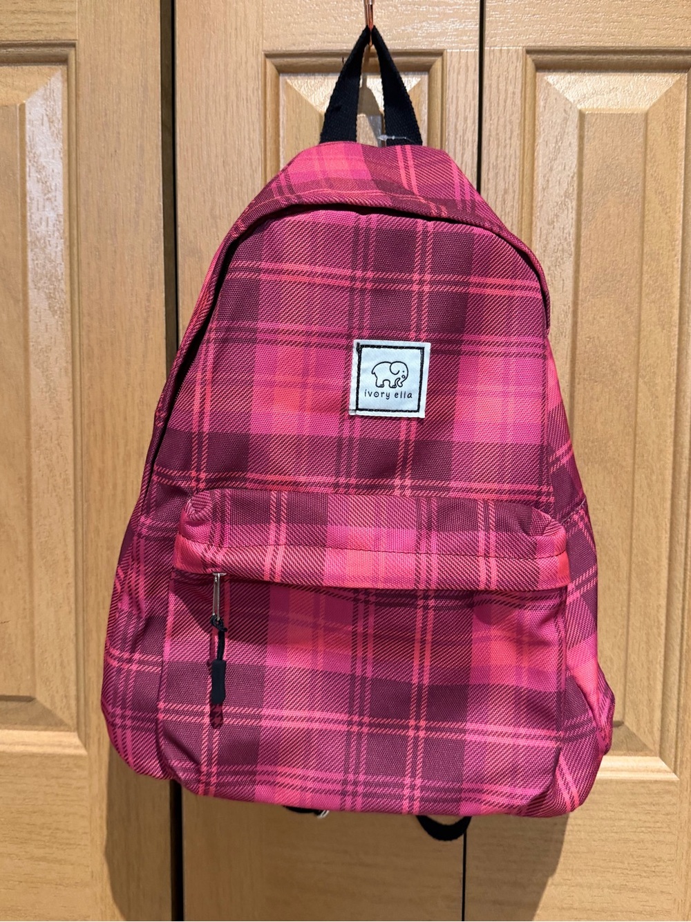 NWT Ivory Ella Raspberry Plaid Backpack